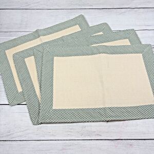 Park B Smith Placemats Woven Green Gingham Check Trim Set of 4 19x14" Cottage